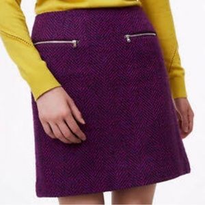 Ann Taylor Loft Tweed Purple/ Navy Wool Skirt Size 4